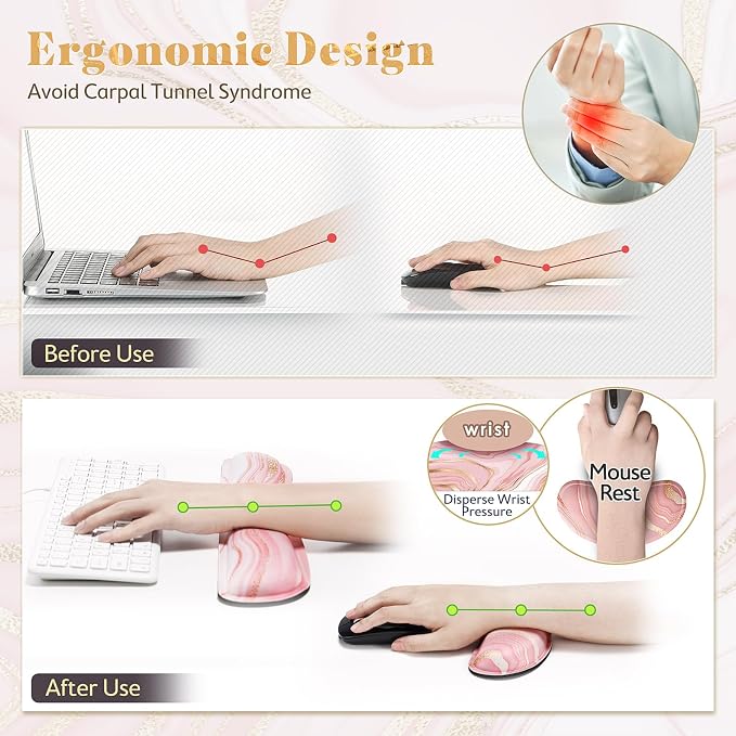 Gimars Upgrade Enlarge Gel Memory Foam Set Keyboard Wrist Rest Pad, Comfortable - Image 5