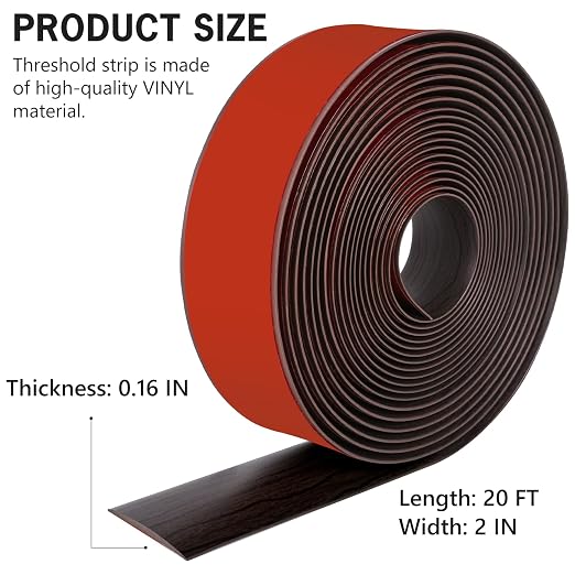 5Ft Floor Transition Strip Self Adhesive Vinyl Cover Floor Strip Flat Divider - Image 2