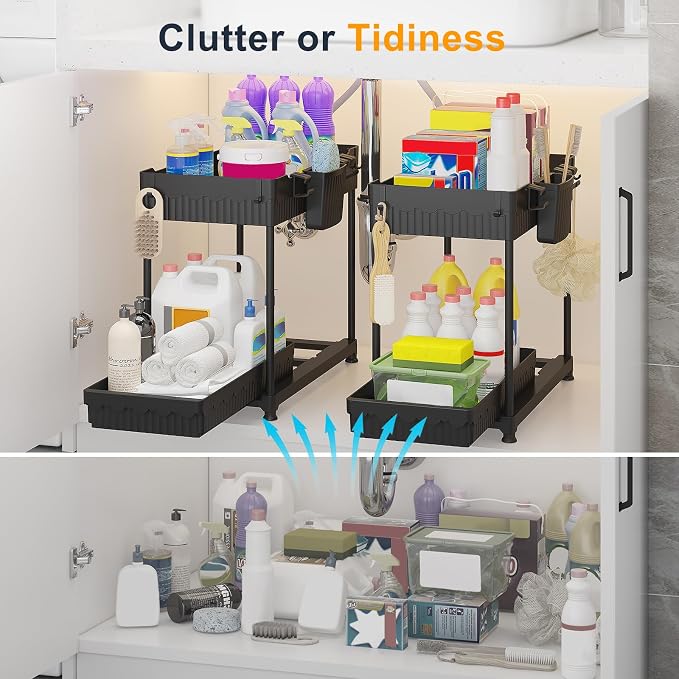 2 Pack Multi-Purpose Under Sink Organizers and Storage, 2026 Pull Out Cabinet - Image 2