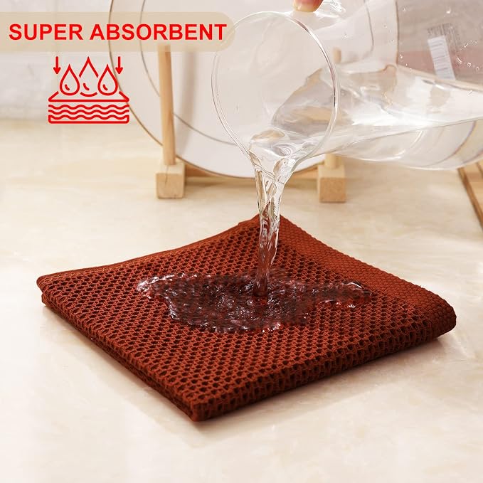 Kitinjoy 100% Cotton Kitchen Dish Cloths, 6 Pack Waffle Weave Ultra Soft - Image 3