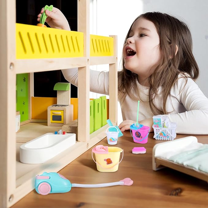 22 Pieces Miniature Bucket Doll Housework Cleaning Supplies Mini Dollhouse - Image 7