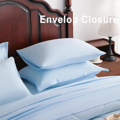 NTBAY King Comforter Set with Sheets, 7 Pieces Soft and Breathable King Bedding Set, Bed in a Bag, Down Alternative Comforter Set Solid Color All Season, King Bedding Set, Aqua