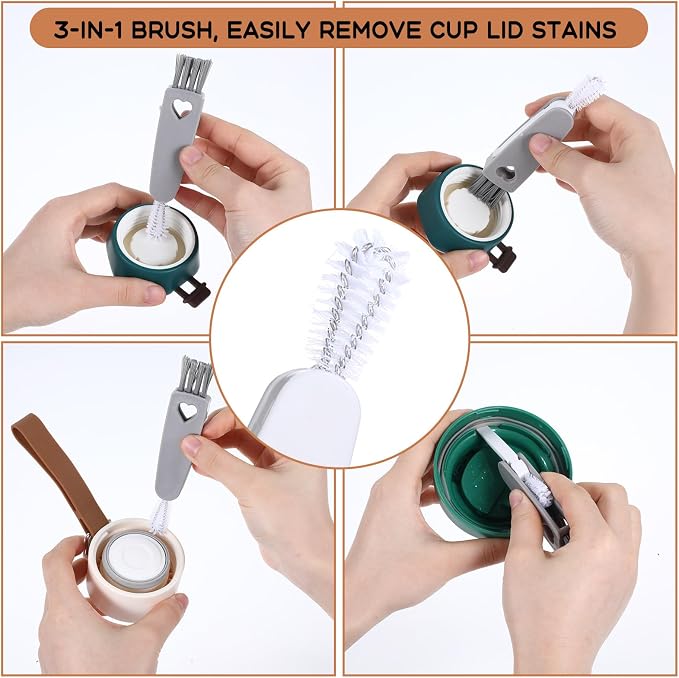 4Pcs 3 in 1 Cup Lid Cleaning Brush, Crevice Cleaning Brush Set Mini - Image 3
