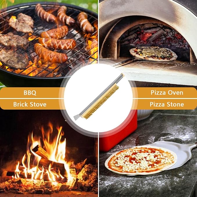 Pizza Oven Brush, BBQ Grill Cleaning Brush Non Scratch Heat Proof Brass Bristles - Image 7