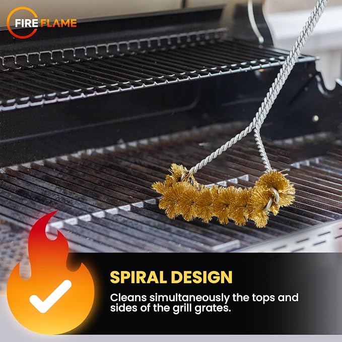 Fireflame BBQ Grill Brush – Non-Scratch Brass Bristles - Image 4