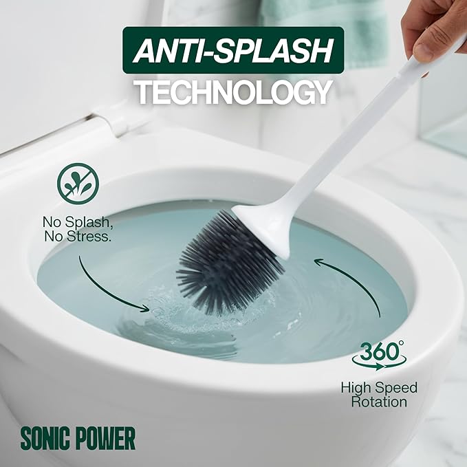 Electric Toilet Brush & Scrubber – Self Cleaning Silicone Toilet Bowl Brush - Image 3