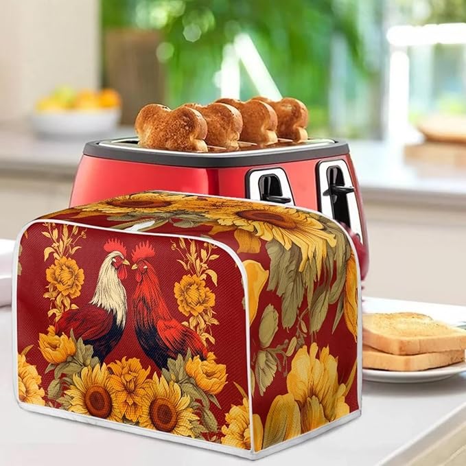 Rooster Blender Dust Cover Bread Maker Toaster Cover Sunflower Kitchen Accessories Small Appliance Cover Dustproof Size M