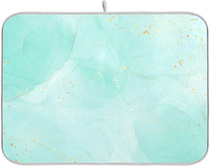 Turquoise Marble Dish Drying Mat by Wamika