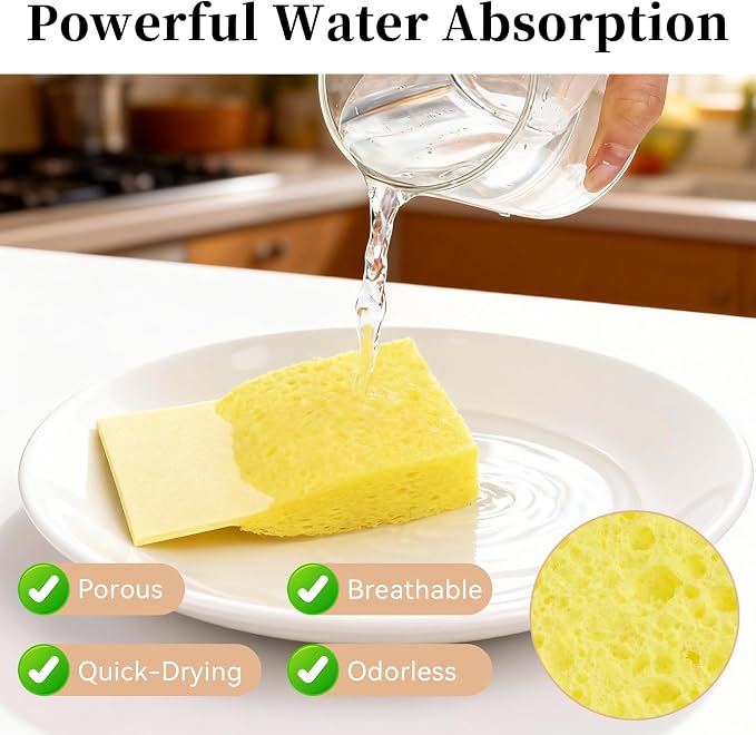 6 Pcs Kitchen Sponges for Dishes Cleaning, Non Scratch for Non Stick Cookware - Image 4