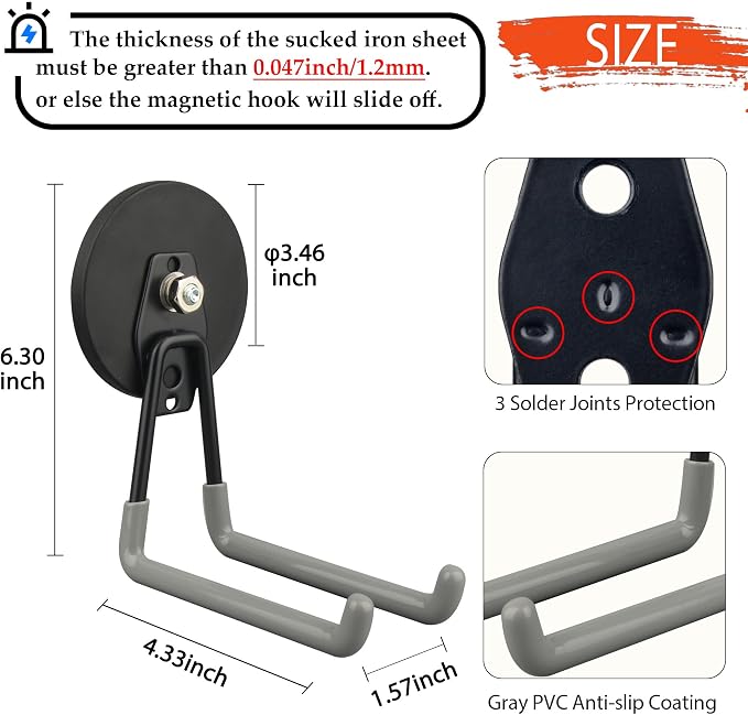 ULIBERMAGNET Magnetic Hooks, Heavy Duty Magnet Hooks, Large Manget - Image 2