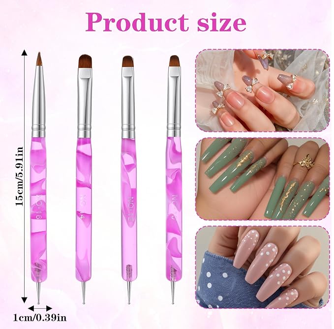4 Pcs French Tip Clean up Brush Gel Nail Polish Nail Art Brush Tools - Image 2