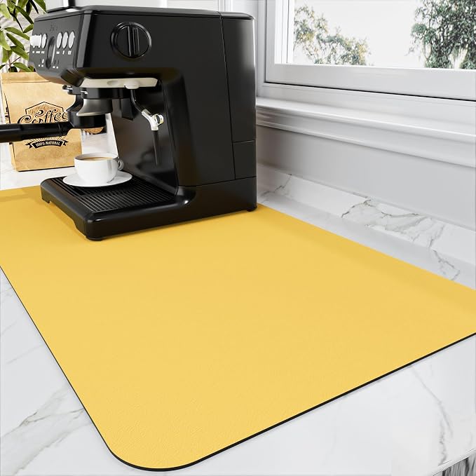 Coffee Mat - Absorbent Hide Stain Rubber Backed Dish Drying Mat by HotLive