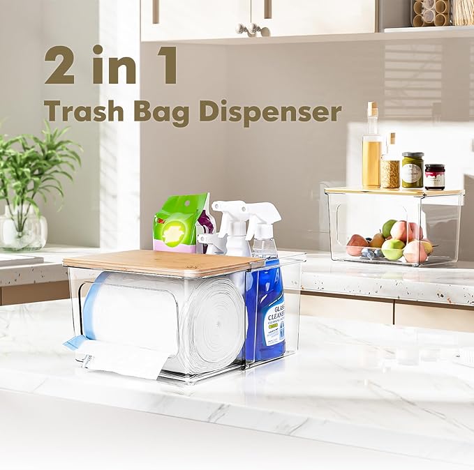 Trash Bag Dispenser Under Sink Organizer, 2-in-1 Acrylic Trash Bags Holder - Image 3