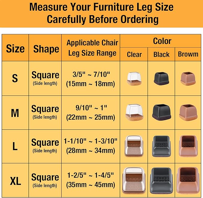 16 Pcs Chair Leg Floor Protectors Square, Silicone Chair Leg Protectors - Image 3