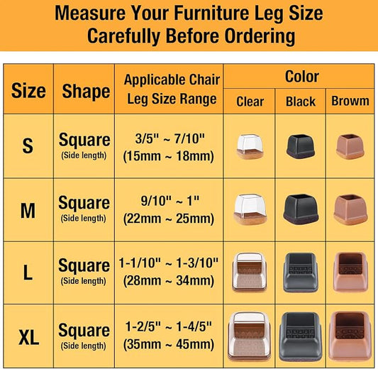 24 Pcs Extra Large Square Chair Leg Floor Protectors, Silicone Chair Leg - Image 2
