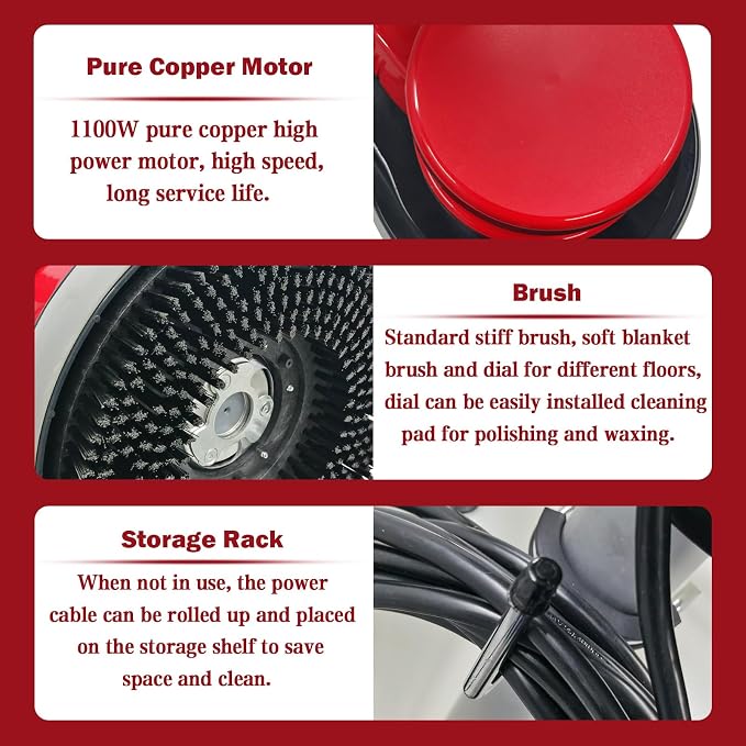 TECHTONGDA Floor Polisher & Buffer Commercial Floor Buffer Scrubber 17" Carpet - Image 6