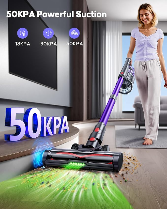 Cordless Vacuum Cleaner, 600W 50Kpa Stick Vacuum Cleaner - Image 2