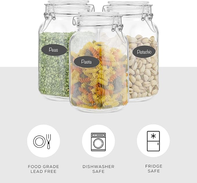 Airtight Glass Jars with Lids Set of 3. 50oz Glass Jar with Lid and 6 Silicone - Image 4