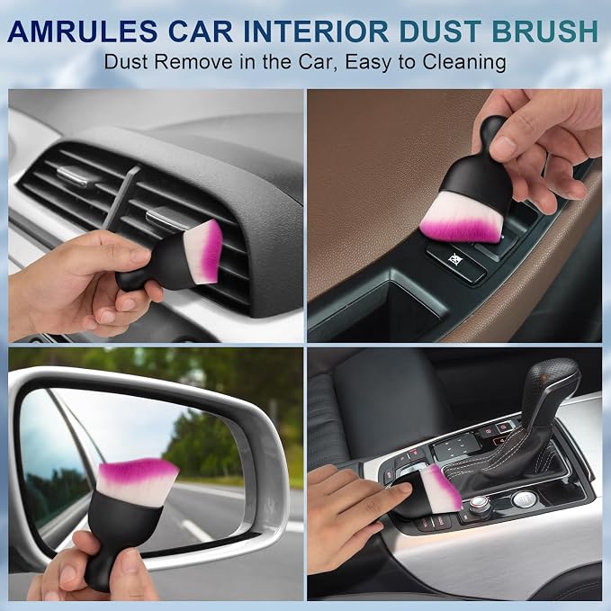 2 PCS Car Interior Detailing Brush, Auto Car Dusting Brushes, Soft Bristles - Image 3