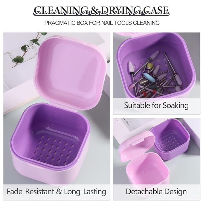 1Pc Plastic Nail Tool Sterilizer Box Nail Drill Bits Cleaning Box Polishing - Image 3