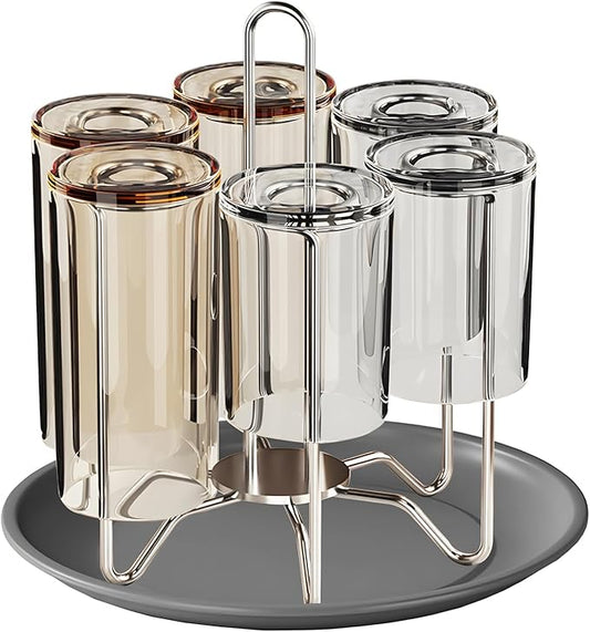 Cup Drying Rack Stand, Stainless Steel 6 Cups Mug Drying Rack Drainer Holder by Chemlliy