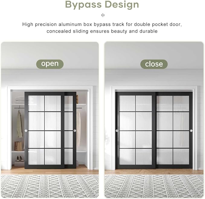 EaseLife 7FT/84in Bypass Double Sliding Pocket Door Hardware Kit, Commercial - Image 3
