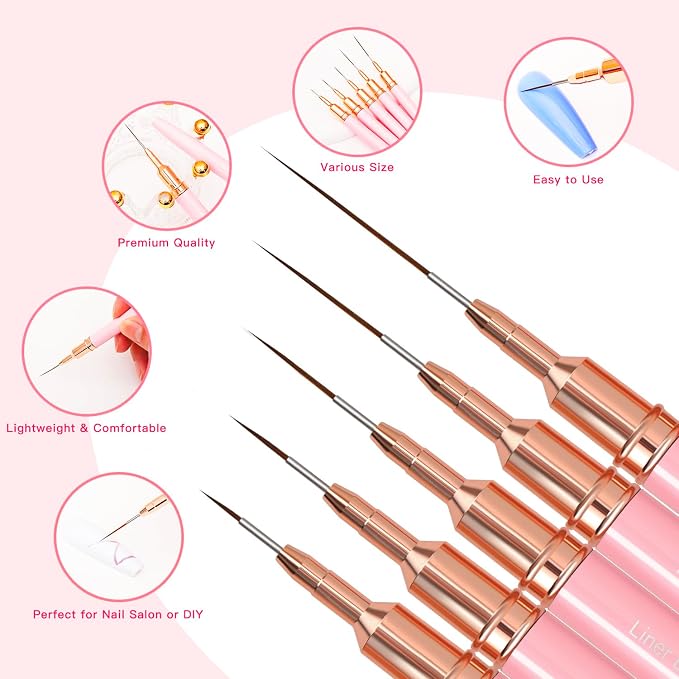 Metallic Nail Art Brushes, UV Gel Polish Painting Art Design Pen - Image 6