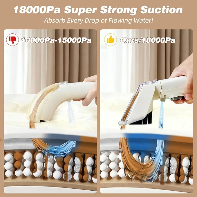 Coospider 18Kpa Portable Carpet Cleaner Machine, Powerful Suction - Image 4