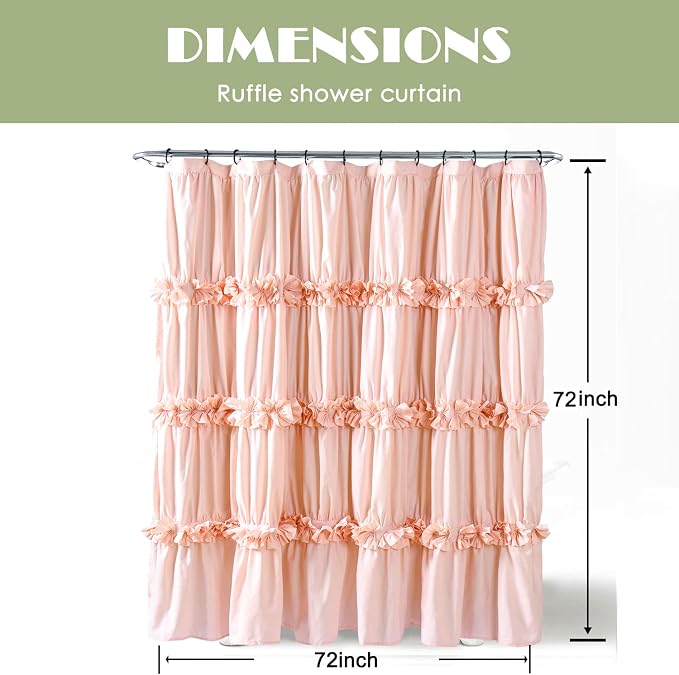 Peach Ruffle Shower Curtain, Vintage Handcrafted Bow Tie Bath Curtain - Image 6