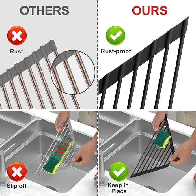 MERRYBOX Triangle Roll Up Dish Drying Rack Over The Sink, 2025 Anti-Rust Sink - Image 2