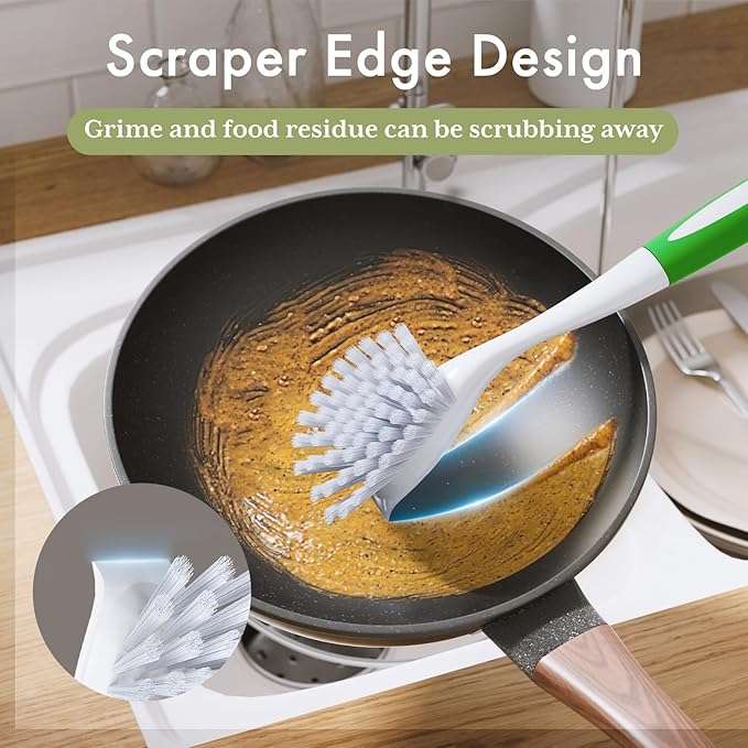 Amazer Dish Brush with Handle, 2 Pack Kitchen Scrub Brushes - Image 6