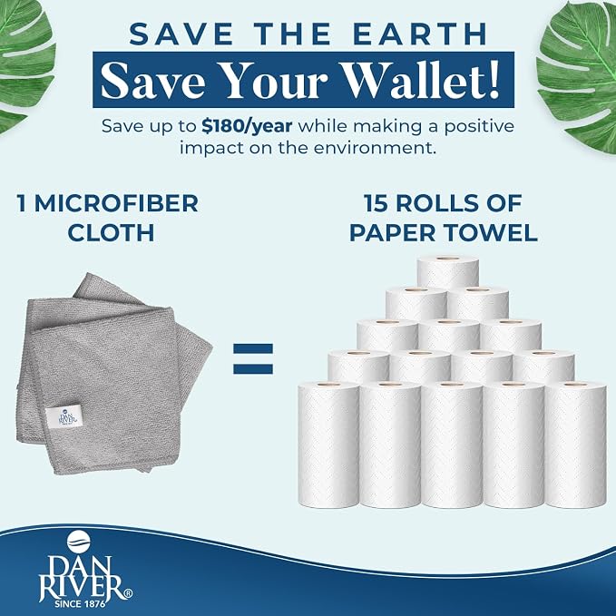 DAN RIVER 24-Pack Microfiber Towels – Ultra Absorbent, lint Free Cloth & - Image 5