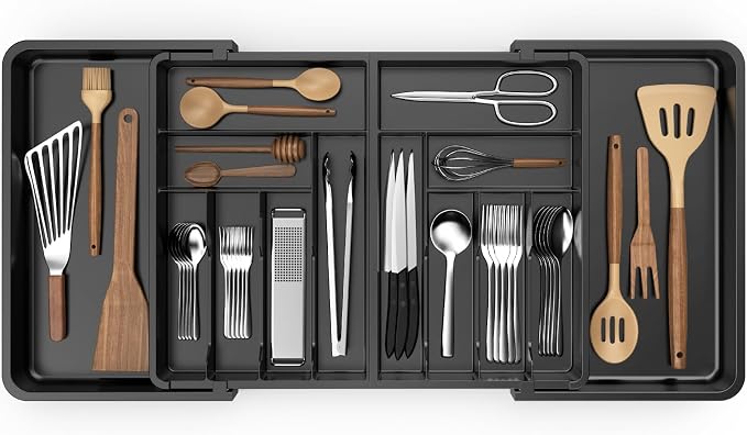 Large Silverware Drawer Organizer, utensil drawer organizer Adjustable Flatware by Unknown