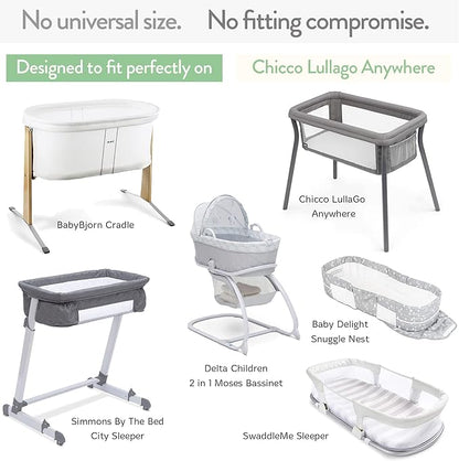 Bassinet Fitted Sheets for Chicco LullaGo Anywhere, Baby Bjorn Cradle and 14 x 29 Mattress Pad – Snuggly Soft 100% Jersey Cotton – Cream + Brown – 2 Pack