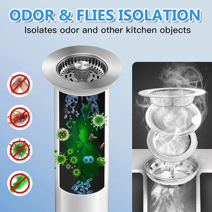 3-in-1 Stainless Steel Kitchen Sink Drain Strainer, JOMST Kitchen Gadget – Fast - Image 6