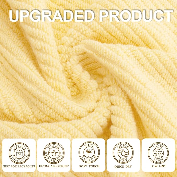 Yellow Bath Towels, Luxury Bath Towels Set of 4, Large 30"x56" - Image 2