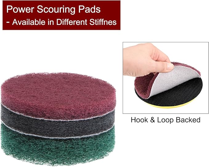 HARFINGTON 8pcs Drill Power Brush 3 inch Tile Scrubber Scouring Pads 320-400 - Image 4
