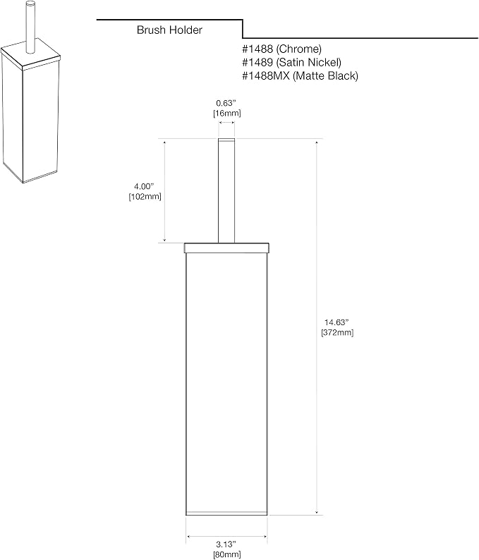 Gatco 1488 Elegant Square Toilet Brush Holder - Image 6