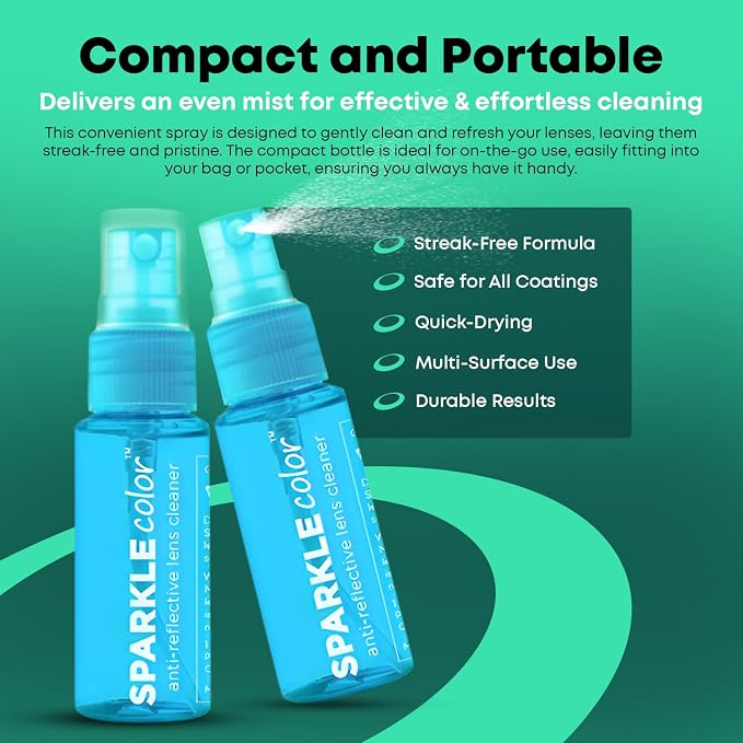 Sparkle Anti-Reflective Safe Lens Cleaner Spray Kit - 1oz Glasses Cleaner - Image 3