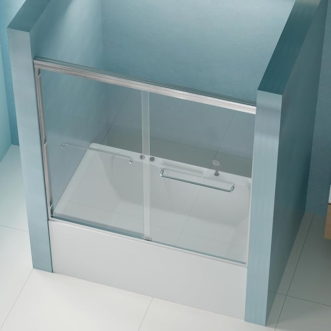 56"-60" Adjustable Width Double Sliding Shower Door - Image 2