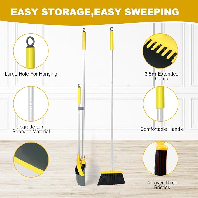 Broom and Dustpan Set with 54 Inch Long Handle - Image 6