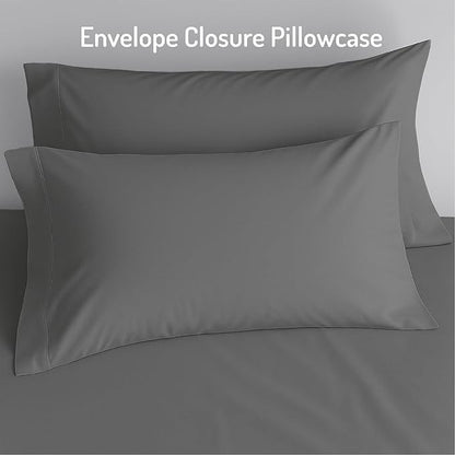 Degrees of Comfort King Sheet Set for Air Mattress – Extra Deep Pocket Fitted Sheet up to 22”, 4-Piece Bedding Sets with Dual Side Storage Pockets, Soft Breathable, Wrinkle-Resistant, Grey