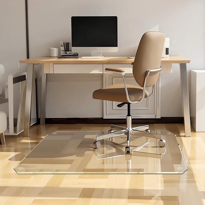 VSARHouse Beveled Edge Tempered Glass Office Chair Mat, - Image 9