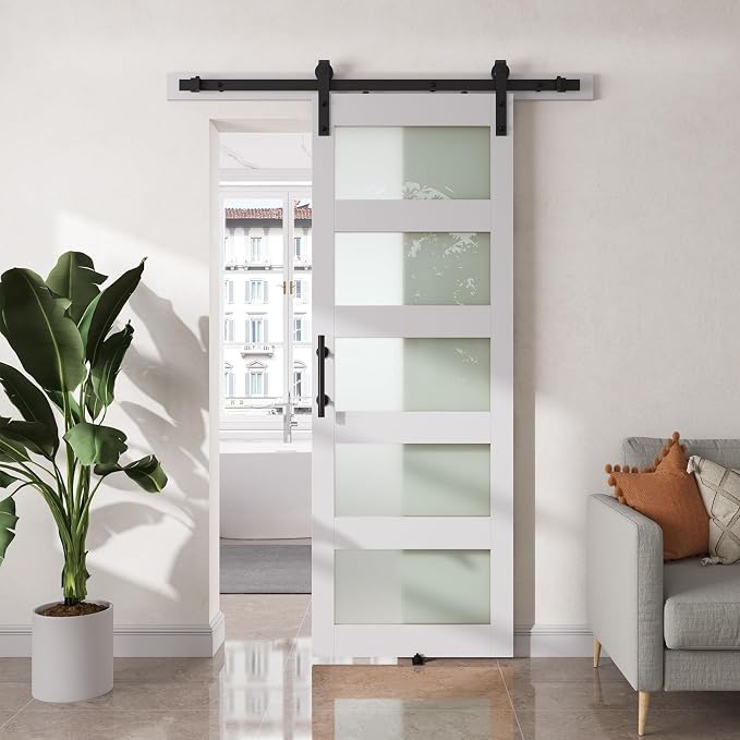 SMARTSTANDARD 30" x 84" Glass Barn Door by SMARTSTANDARD