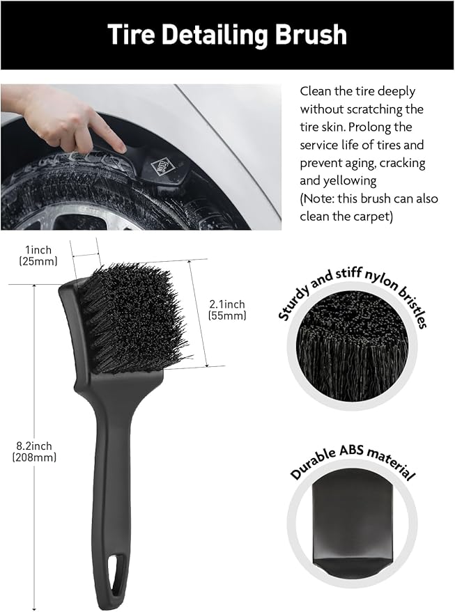 Fantasticlean 7PCS Car Wheel Cleaning Pro Kit, Tire Brush, Soft-bristled Rim - Image 4