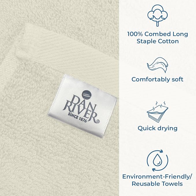 DAN RIVER Bath Towels Set of 4, 27 x 54 Inches, 100% Cotton, Larger & Lighter - Image 4