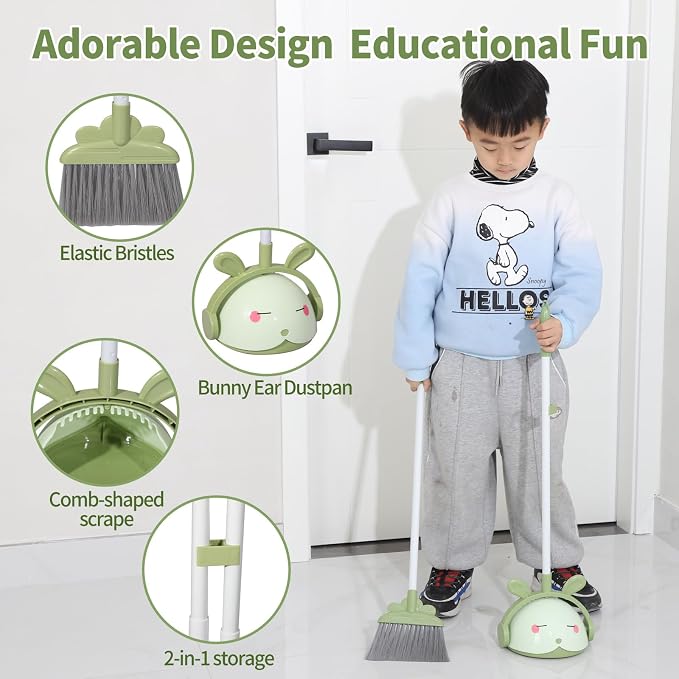 Kids Cleaning Toy Set, Mini Child Broom, Mop and Dustpan, Little Housekeeping - Image 5
