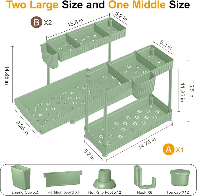 3 Pack Multi-Purpose Under Sink Organizers and Storage, 2026 L-Shaped Pull Out - Image 6