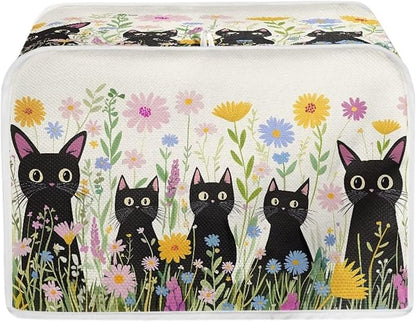 Black Cat Printed Toaster Cover for Anti-Dust & Fingerprint Kitchen Small Appliance, Floral Printed Toaster Oven Cover Microwave Toaster Oven Cover Decor Accessories for Kitchen