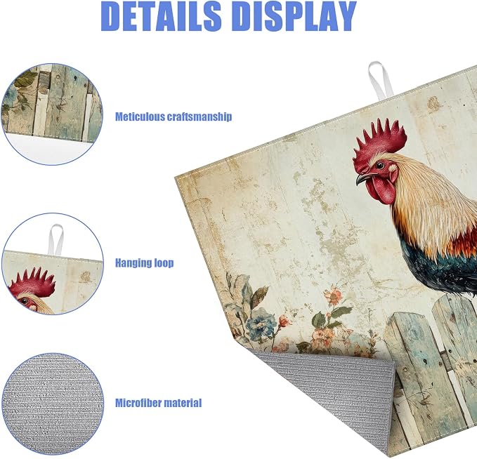 Vintage Rooster Dish Drying Mat - Image 3